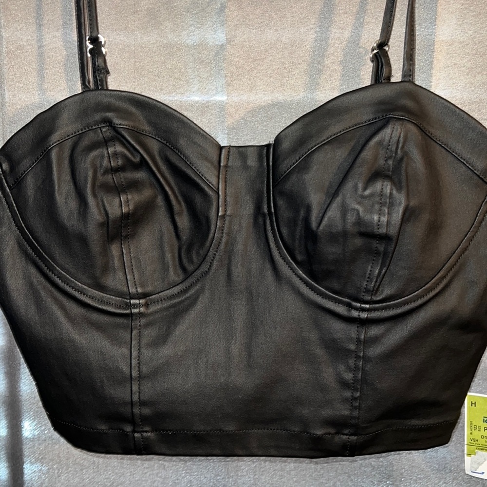 Faux leather crop top